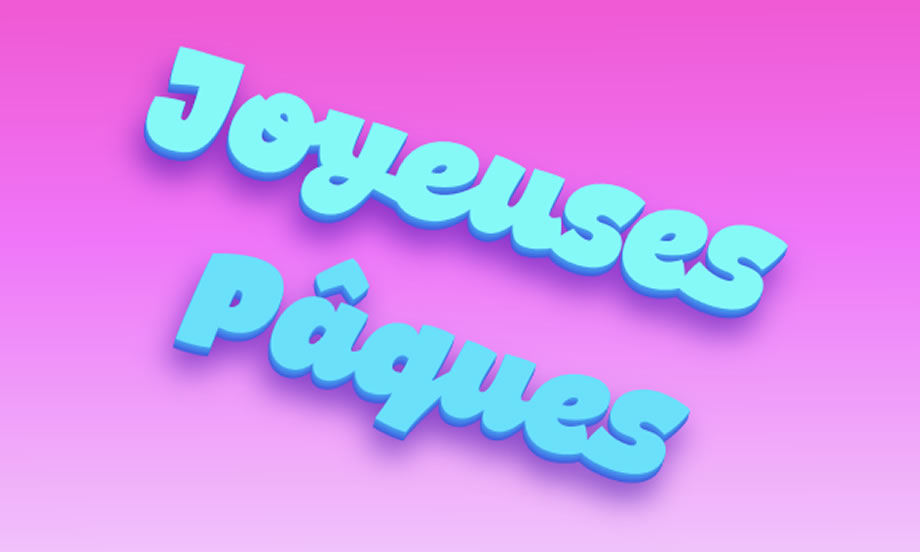  image pour faire des voeux avec texte Joyeuses Pâques en 3D.