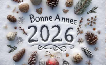 Carte de voeux écrit sur la neige pour bonne année