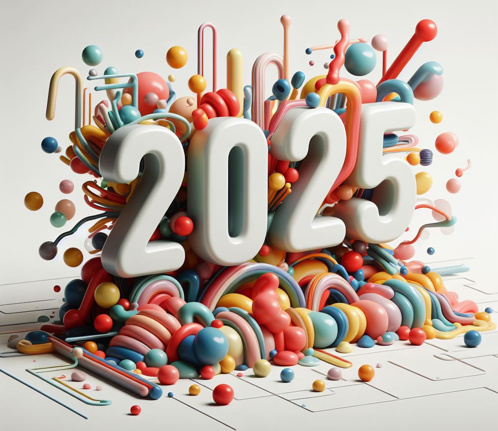 2025 multicolore en style cartoon