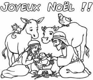 Coloriage Crèche de Noël 