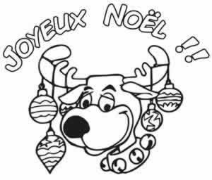 Page de coloriage Renne souriant décoré de boules