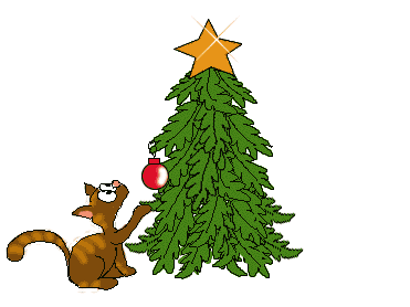 GIF Chat sautant sur le sapin de Noël