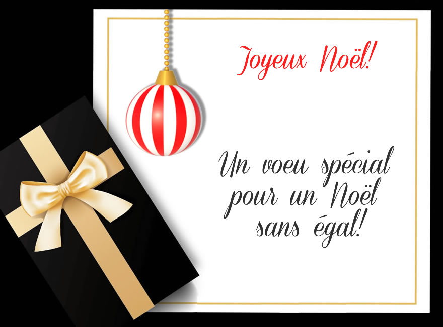 Image avec carte de voeux avec message Un voeu spécial pour un Noël sans égal!