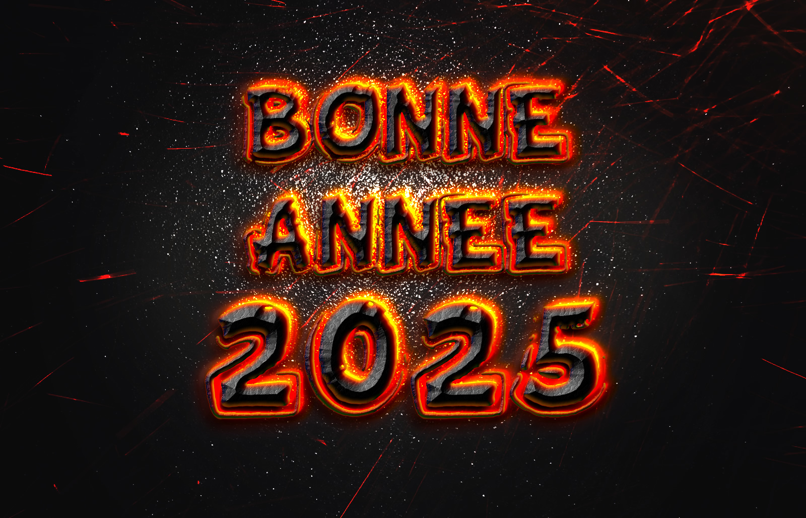 Vœux Bonne Année 2025 avec le feu