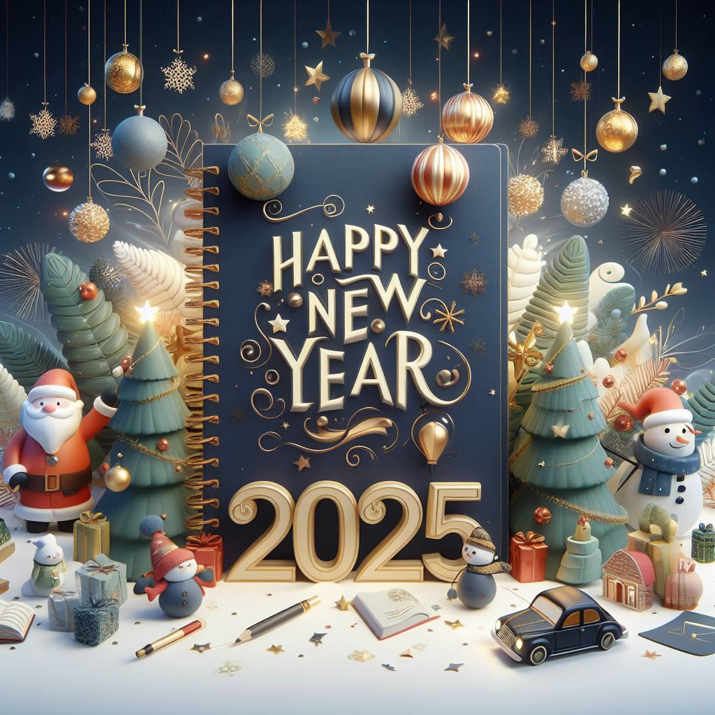 Vœux Happy 2025 multicolore