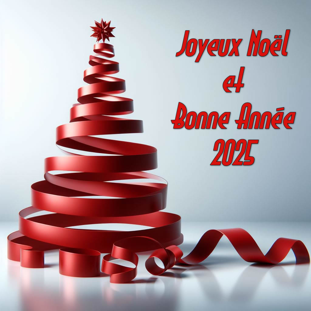 Vœux de Noël et Bonne Année 2025 stylisé rouge