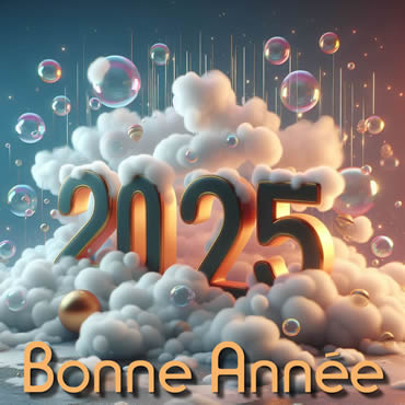 image avec mots voeux et 2025 en relief