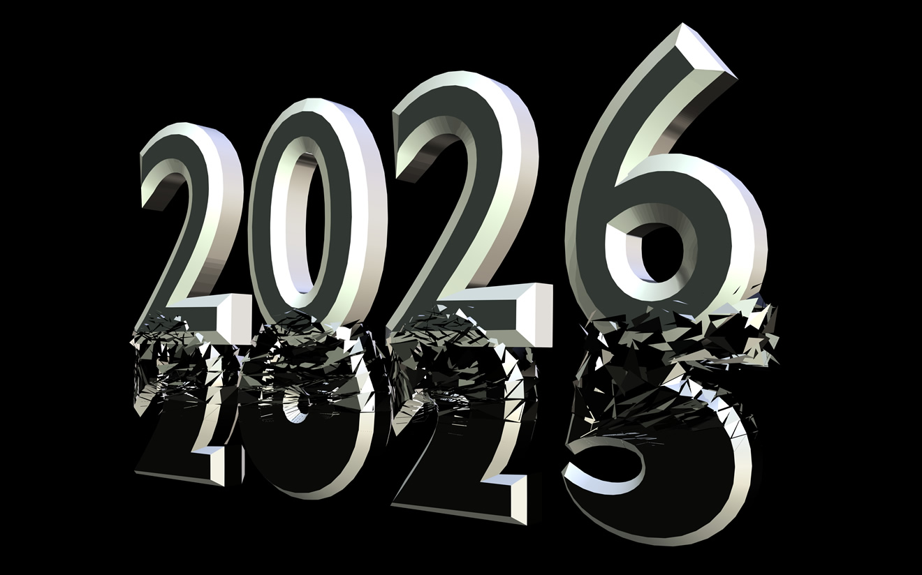 Image par la nouvelle année entre les feux d'artifice pour le Nouvel An 2026