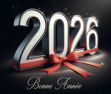 bonne année 2026 avec un arc rouge