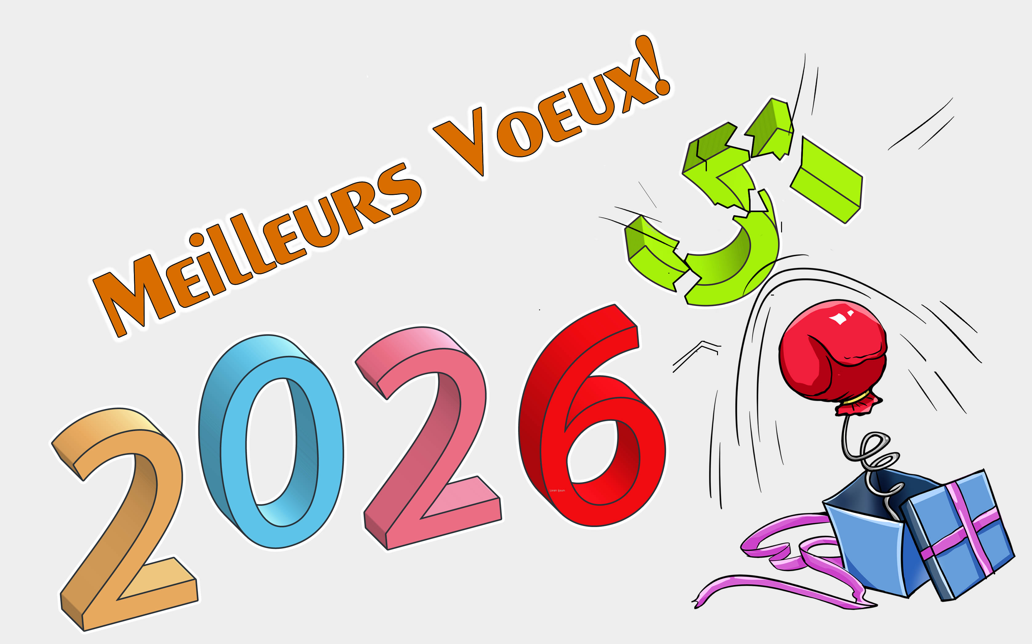 Image drôle avec le numéro un qui s'envole avec 2026 à venir