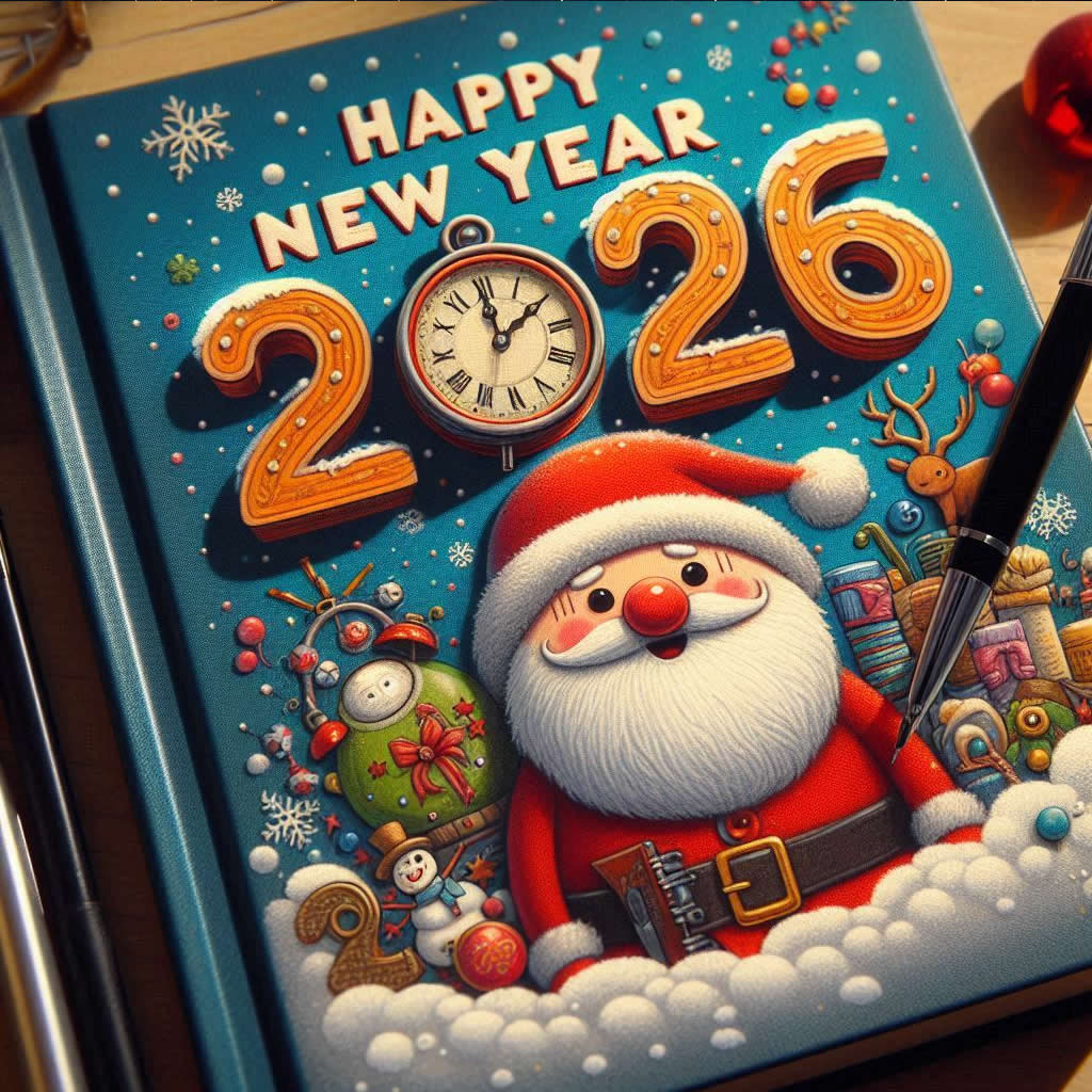 Vœux Happy 2026 multicolore