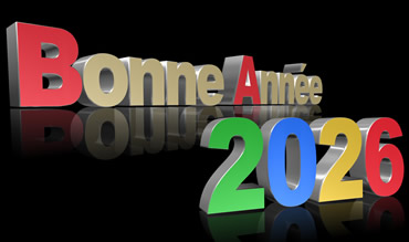 Image sur fond noir avec le texte en 3D Bonne Année 2027
