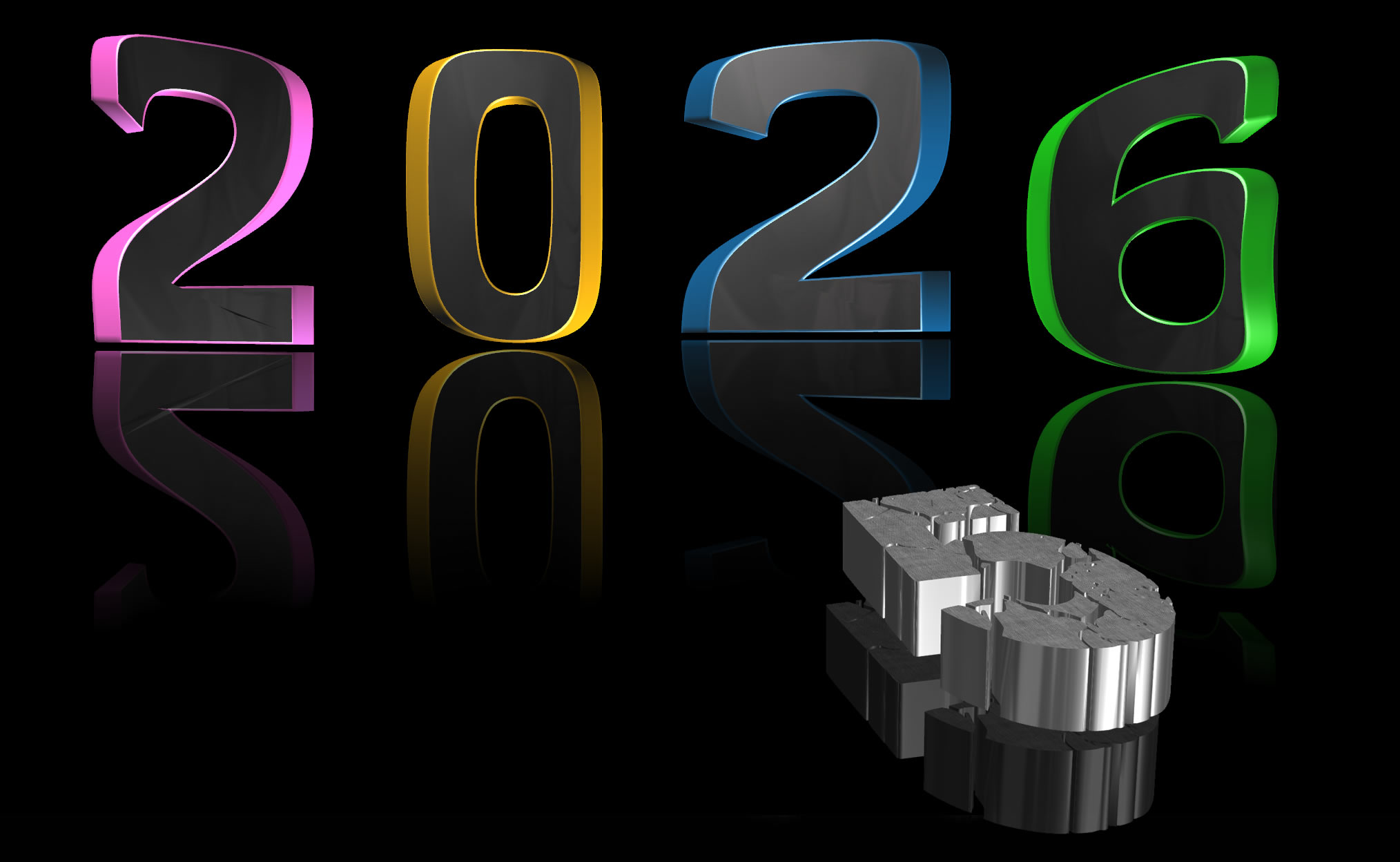Image 2027 avec des nombres 3D déformés